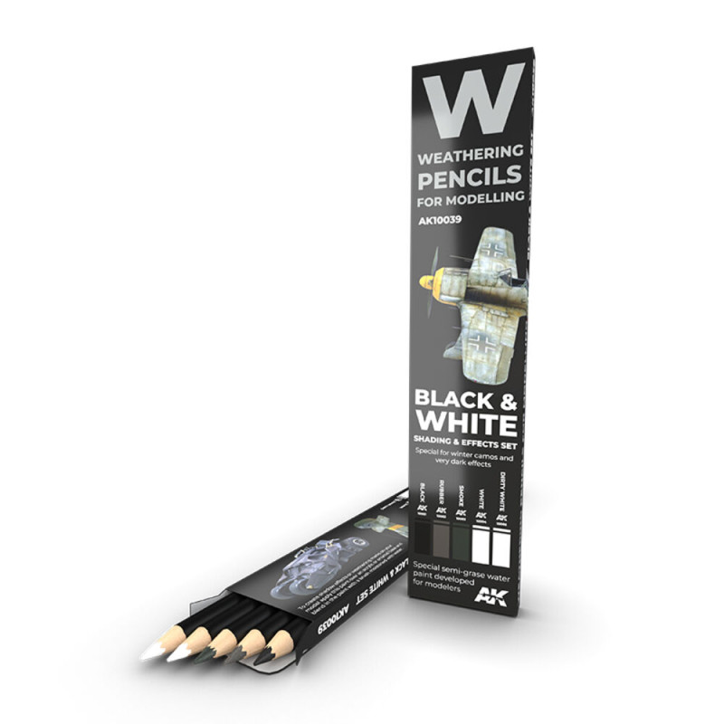 Set de crayons de patine acrylique noir et blanc - AK INTERACTIVE AK10039