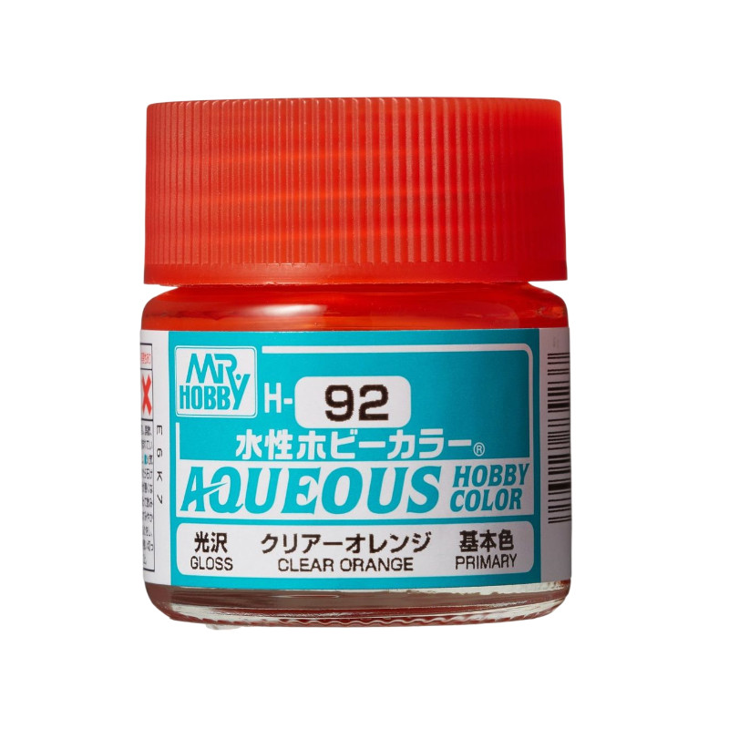 H-092 Clear Orange brillant (orange transparent) Mr Hobby Gunze Aqueous - pot acrylique 10 ml