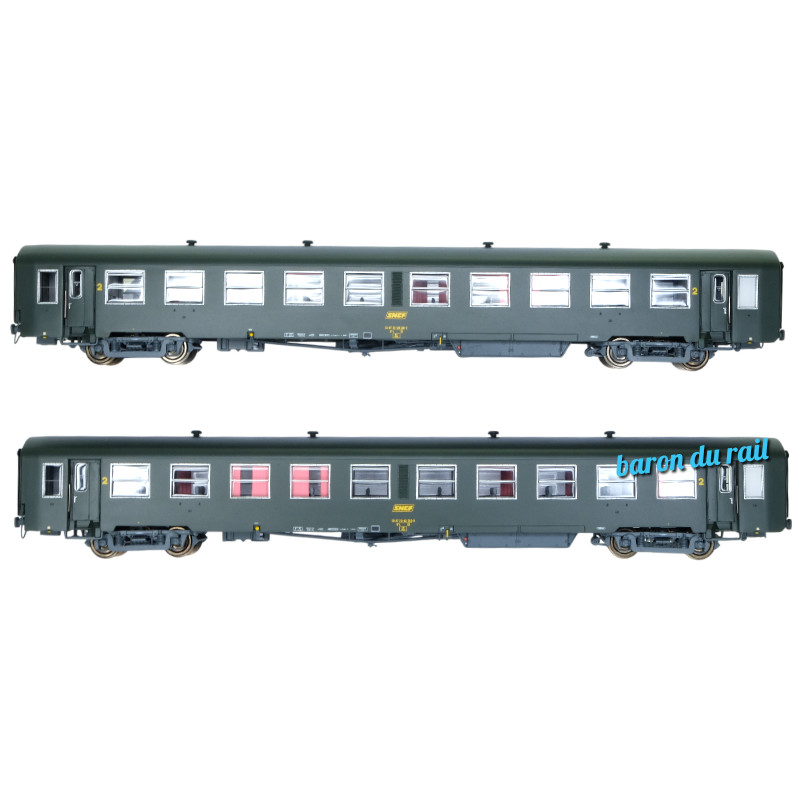 Coffret 2x Voiture USI longues B10t U61 ép. IVa avec éclairage - HO 1/87 - LS Models 40032