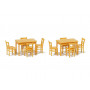 2 tables et 8 chaises couleur bois - HO 1/87 - PREISER 17218