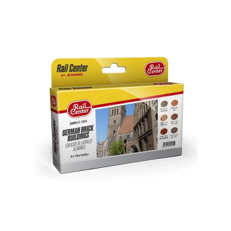 Set 6x 15ml bâtiments en briques Rail Center - AMMO R-1034