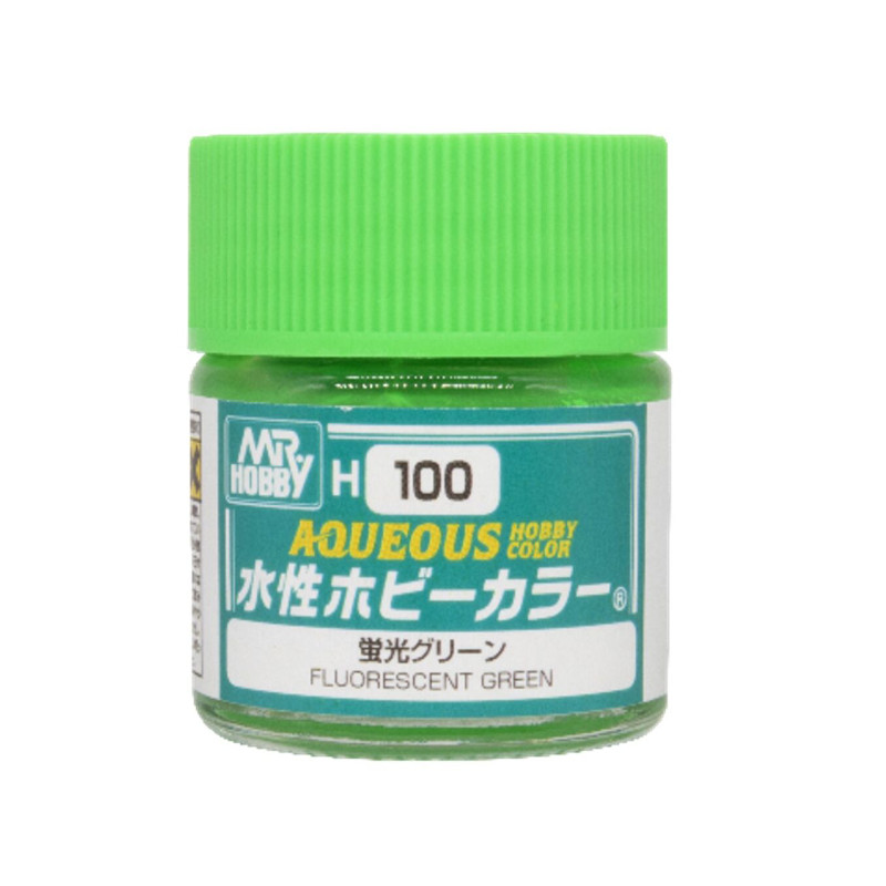 H-100 Vert Fluorescent Mr Hobby Gunze Aqueous - pot acrylique 10 ml