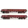 Set 2x wagons plats, SNCF ép III - HO 1/87 - ROCO 6600224