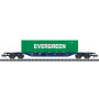 Wagon porte conteneur Sgnss Evergreen ép. VI - N 1/160 - MINITRIX 18560