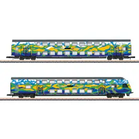 Coffret 2x voitures dont voiture pilote 2ème Cl. à 2 niveaux ép. VI - Z 1/220 - MARKLIN - 87307