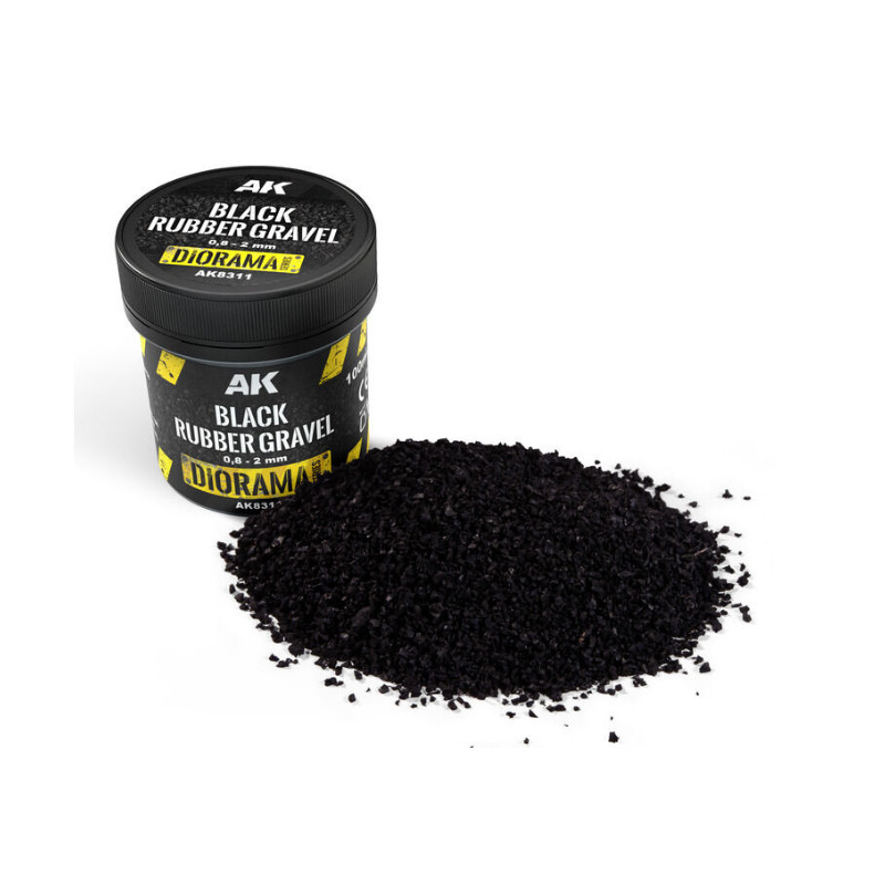 Graviers de caoutchouc Black Rubber Gravel 0,8-2mm 100ml - AK INTERACTIVE AK8311