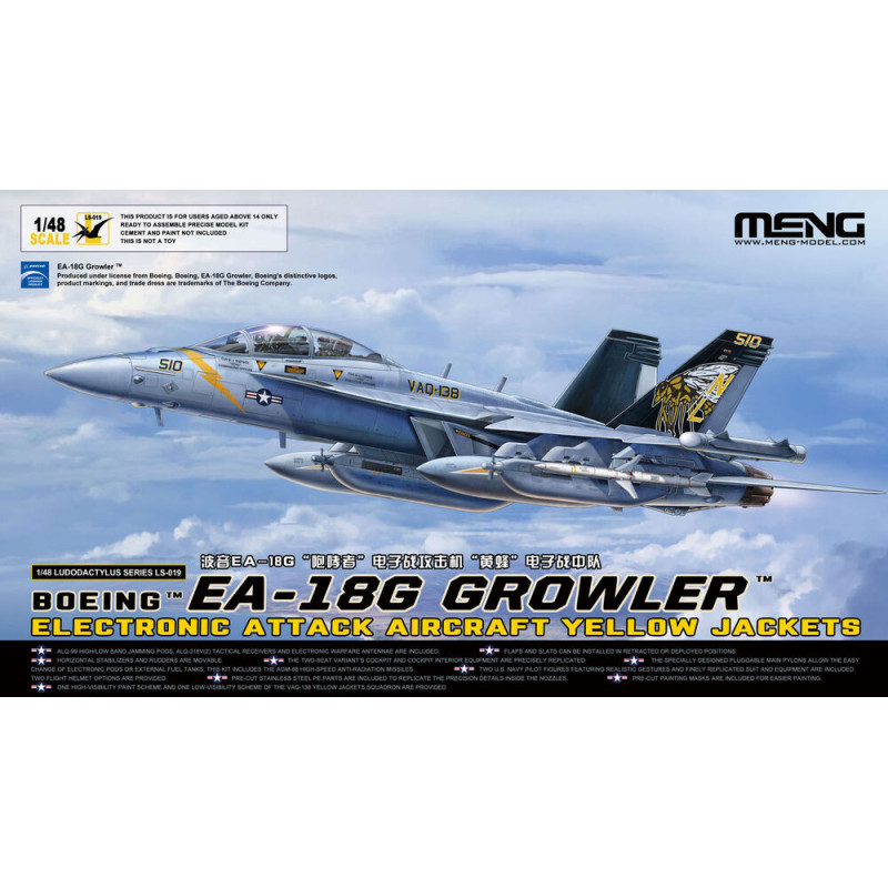 Avion d'attaque électronique Boeing EA-18G Growler Yellow Jackets - 1/48 - MENG LS-019