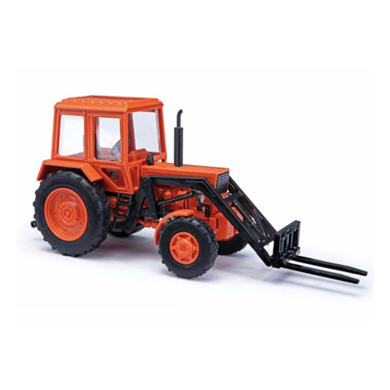 Tracteur Bélarus MTS82, chargeur frontal et fourches - HO 1/87 - BUSCH 51308