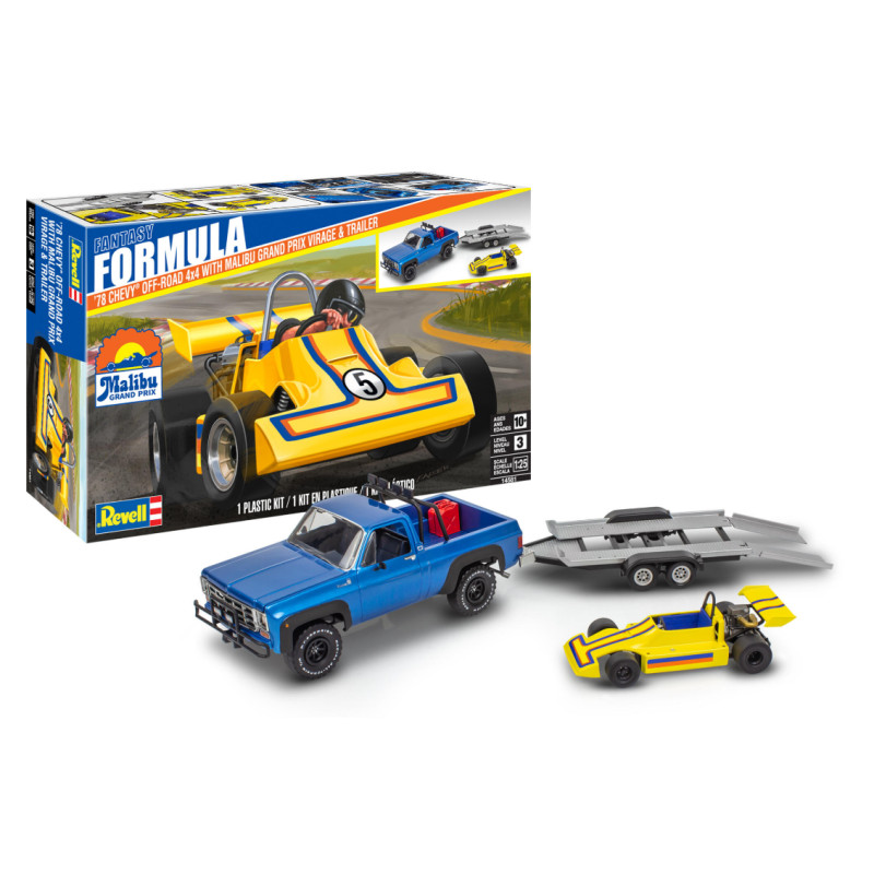 Maquette pick-up Chevy 4x4 1978, Malibu GP Virage et remorque - 1/25 - REVELL 14581