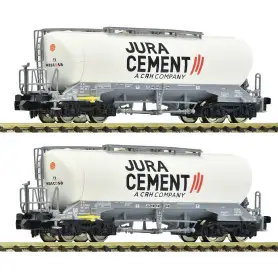 2x Wagons-silos, ciment Jura/Wascos ép VI - N 1/160 - FLEISCHMANN 6660090