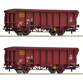 2x wagons tombereaux à toit roulant, SNCF ép. IV-V - HO 1/87 - ROCO 6600251