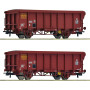 2x wagons tombereaux à toit roulant, SNCF ép. IV-V - HO 1/87 - ROCO 6600251