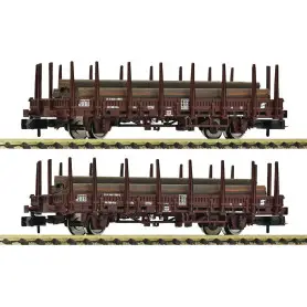 2x wagons à ranchers transport acier ép. IV OBB - N 1/160 - Fleischmann 6660143