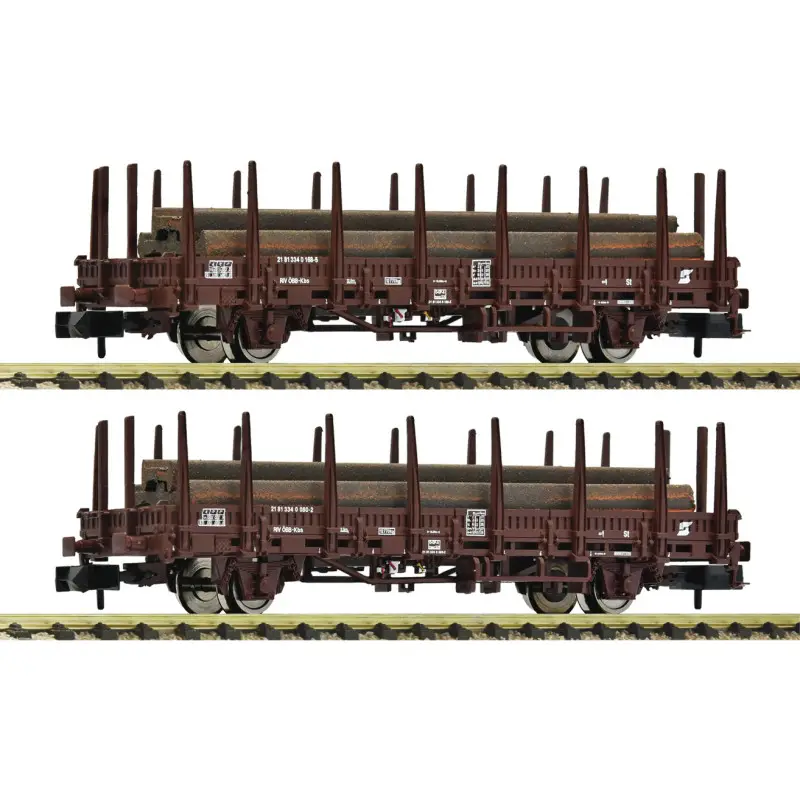 2x wagons à ranchers transport acier ép. IV OBB - N 1/160 - Fleischmann 6660143