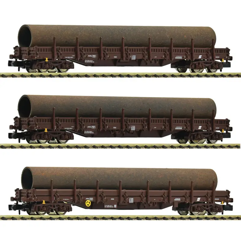 3x wagons à ranchers transport acier ép. IV OBB - N 1/160 - Fleischmann 6660142