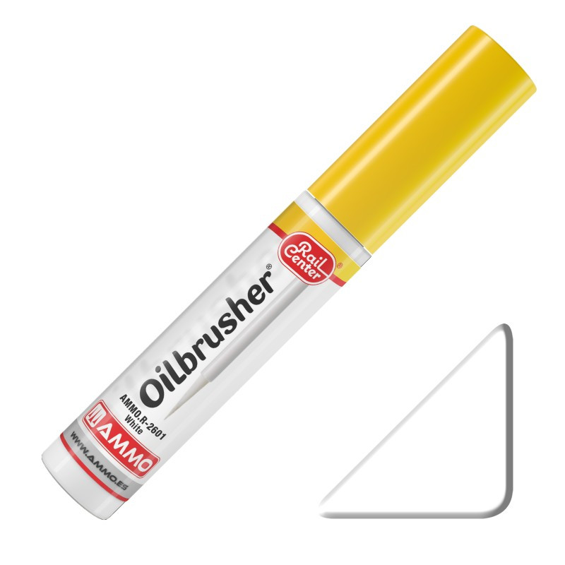 Oilbrusher blanc Rail Center - peinture à l'huile avec applicateur 10 ml - AMMO R-2601