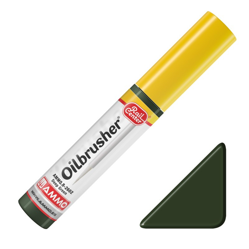 Oilbrusher vert foncé Rail Center - peinture à l'huile avec applicateur 10 ml - AMMO R-2602