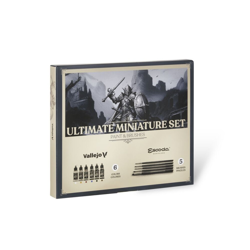 Set de peinture Ultimate miniature Paint & Brushes (5) 18 ml - VALLEJO 72206