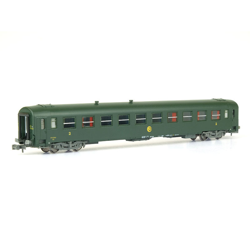 Voiture UIC B10 2ème classe ép. III verte monogramme - N - REE NW-135