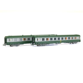SET 2 voitures UIC B10 ép. IV verte-aluminium logo encadré jaune - N - REE NW-141