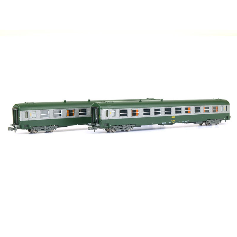 SET 2 voitures UIC B10 ép. IV verte-aluminium logo encadré jaune - N - REE NW-141