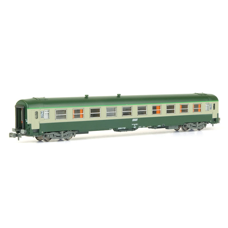 Voiture UIC B10 ép. V verte-grise logo blanc cart. Corail - N - REE NW-145