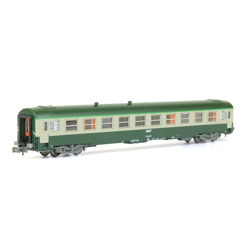 Voiture UIC B10 ép. V verte-grise logo encadré cart. Corail - N - REE NW-146