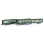 2 Voitures UIC B10 + B5Dd2 ép. IV verte-grise logo encadré cart. Corail - N - REE NW-150