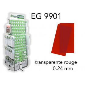 Evergreen EG9901 - (x2) plaque styrène transparente rouge 0.24 mm