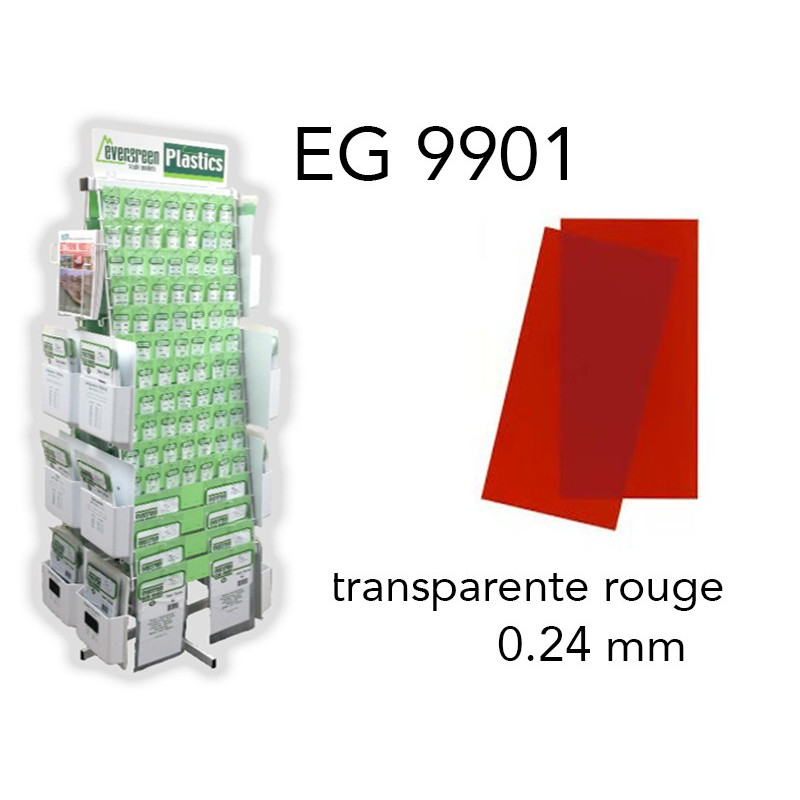 Evergreen EG9901 - (x2) plaque styrène transparente rouge 0.24 mm