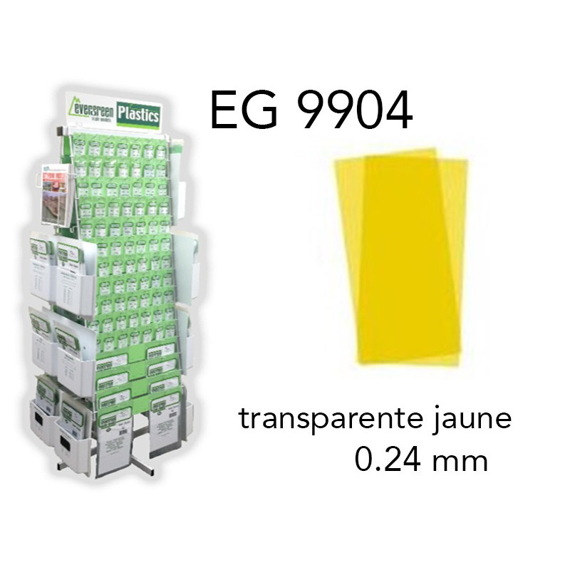Evergreen EG9904 - (x2) plaque styrène transparente jaune 0.24 mm