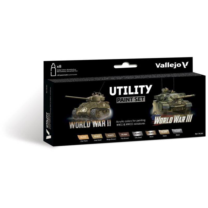 Set peintures WWII & WWIII 8x 18 ml VALLEJO 70201