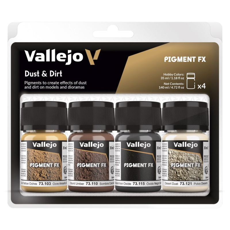 Pigments poussière et crasse 4x 35 ml - VALLEJO 73190