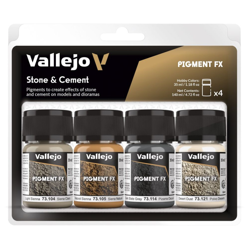 Pigments pierre et béton 4x 35 ml - VALLEJO 73192