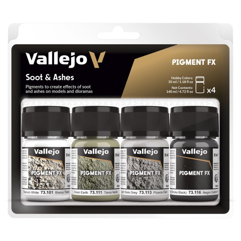 Pigments suie et cendres 4x 35 ml - VALLEJO 73193