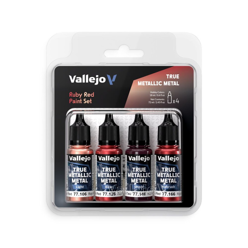 Set 4x couleurs 18ml Rouge Rubis - VALLEJO 77254