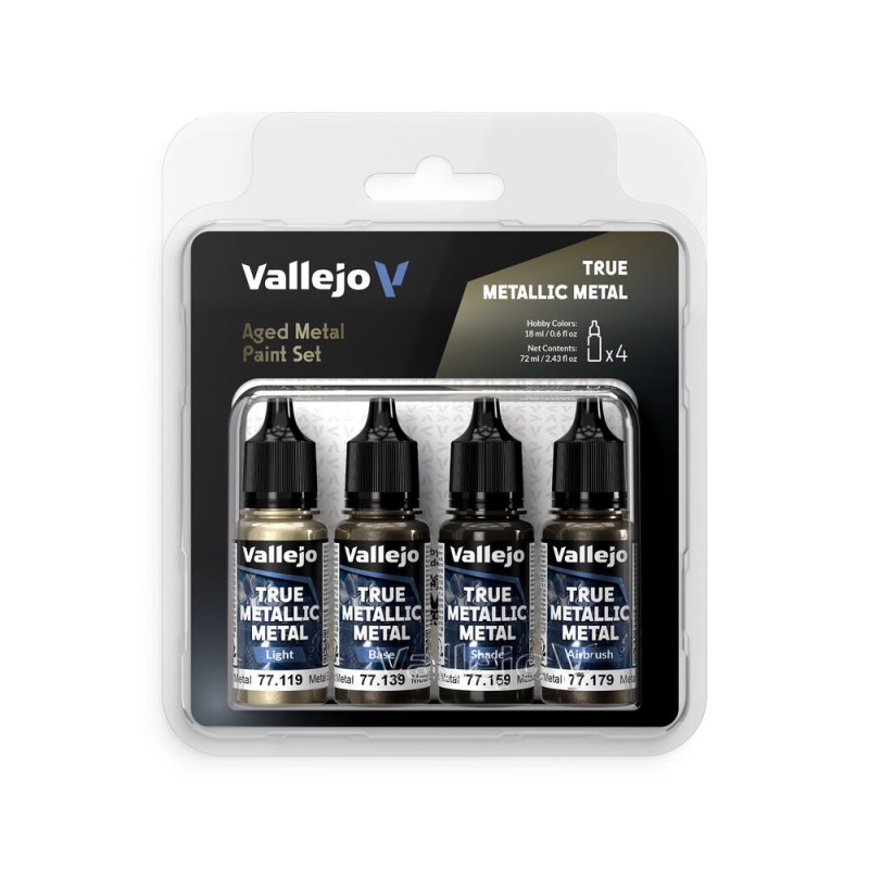 Set 4x couleurs Métal vieilli 18ml - VALLEJO 77258