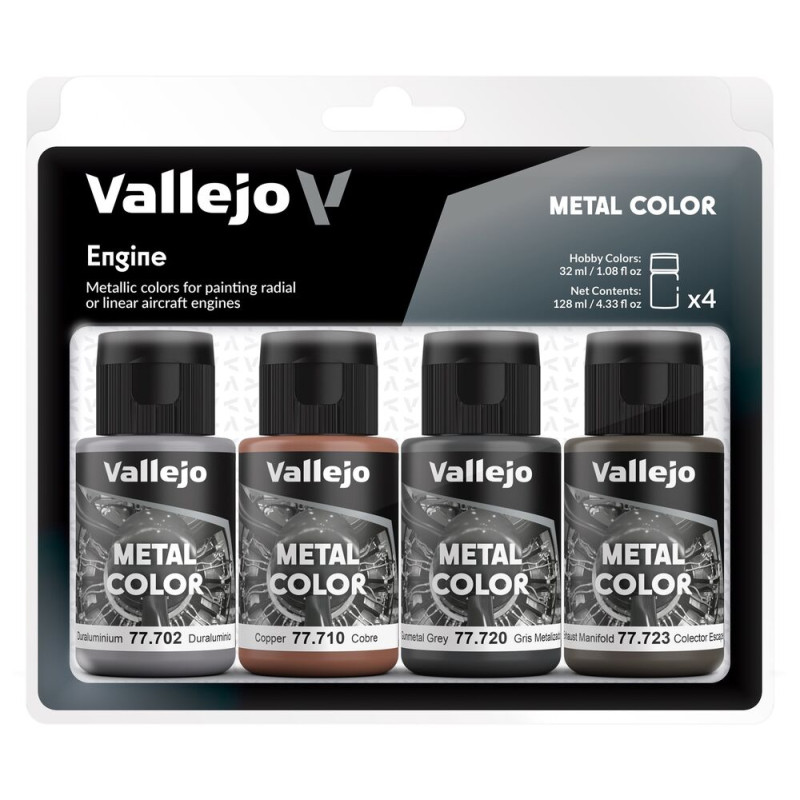Set 4x peinture moteur avion 32 ml - VALLEJO 77604