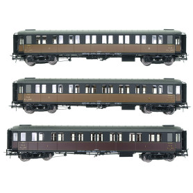 3 Voitures métallisées A7 N° 602, B8 N°5036 et 5033, PLM Ep.II HO 1/87 - REE VB-421