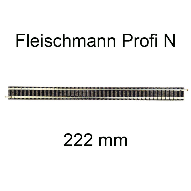 FLEISCHMANN 9100 Rails avec ballast foncés Profigleise 222 mm ; 1Lot=5 rails 