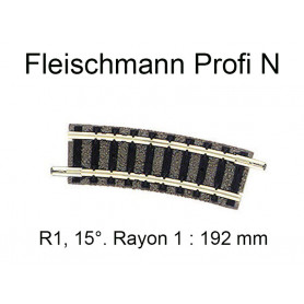 Rail courbe R1 192 mm 15° - voie Profi N - FLEISCHMANN 9122