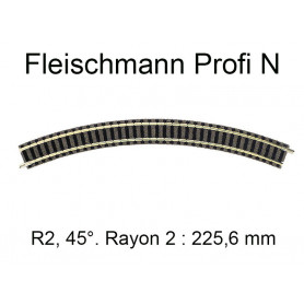 Rail courbe R2 225,6 mm 45° - voie Profi N - FLEISCHMANN 9125