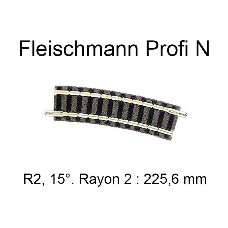 Rail courbe R2 225,6 mm 15° - voie Profi N - FLEISCHMANN 9127