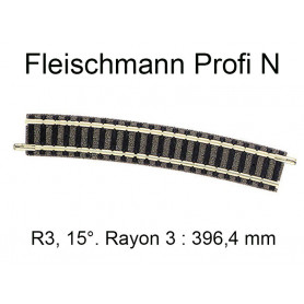Rail courbe R3 396,4 mm 15° - voie Profi N - FLEISCHMANN 9131