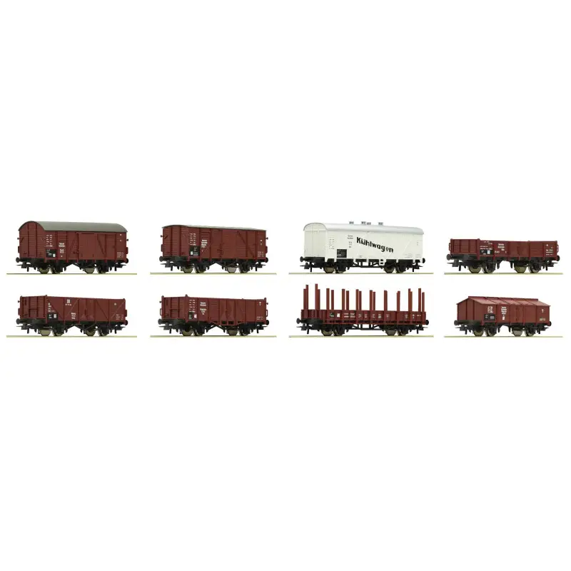 Set 8x wagons de marchandises DRG ép. II - HO 1/87 - ROCO 44003