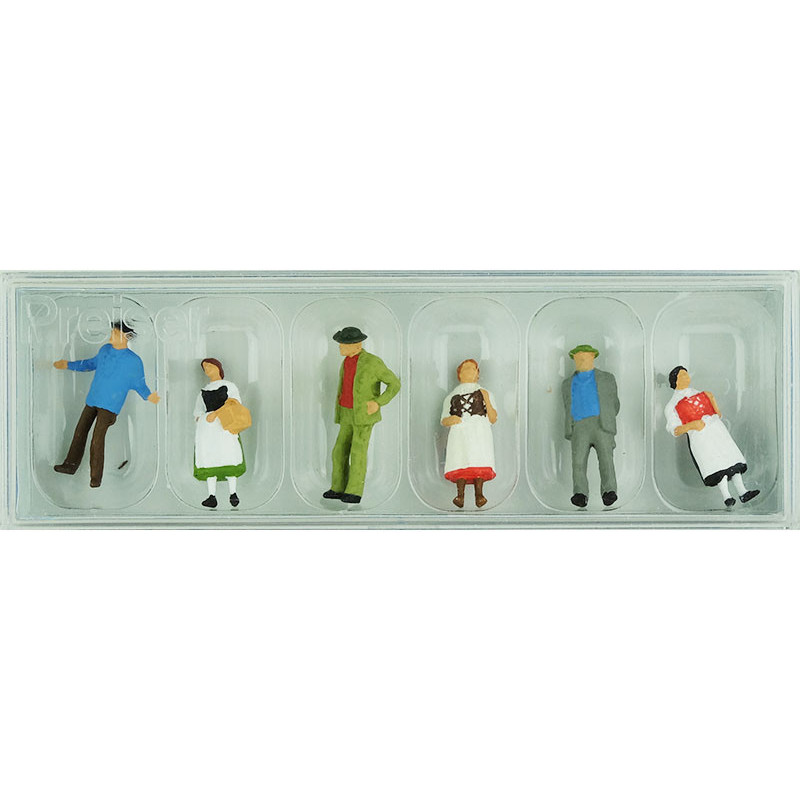 6 villageois au marché échelle HO 1/87 - PREISER 14048