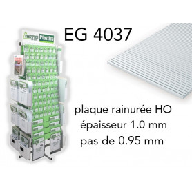 Evergreen EG4037 - (x1) plaque styrène rainurée Car Siding HO  - 0.95 mm