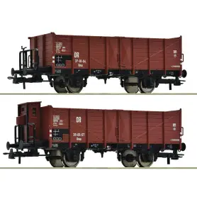 Set 2x wagons de marchandises ouverts DR ép. III - HO 1/87 - ROCO 6600253