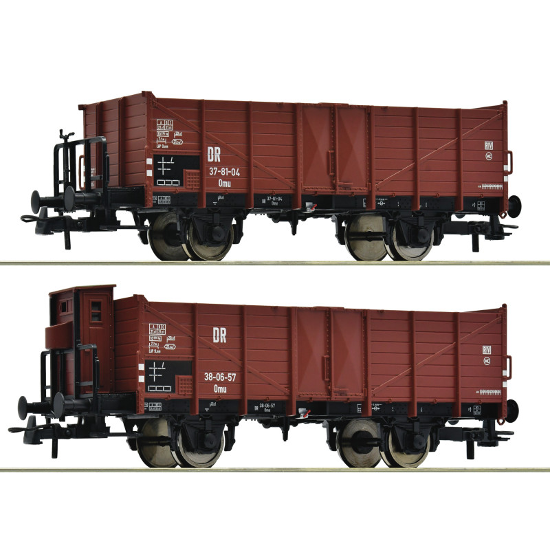 Set 2x wagons de marchandises ouverts DR ép. III - HO 1/87 - ROCO 6600253