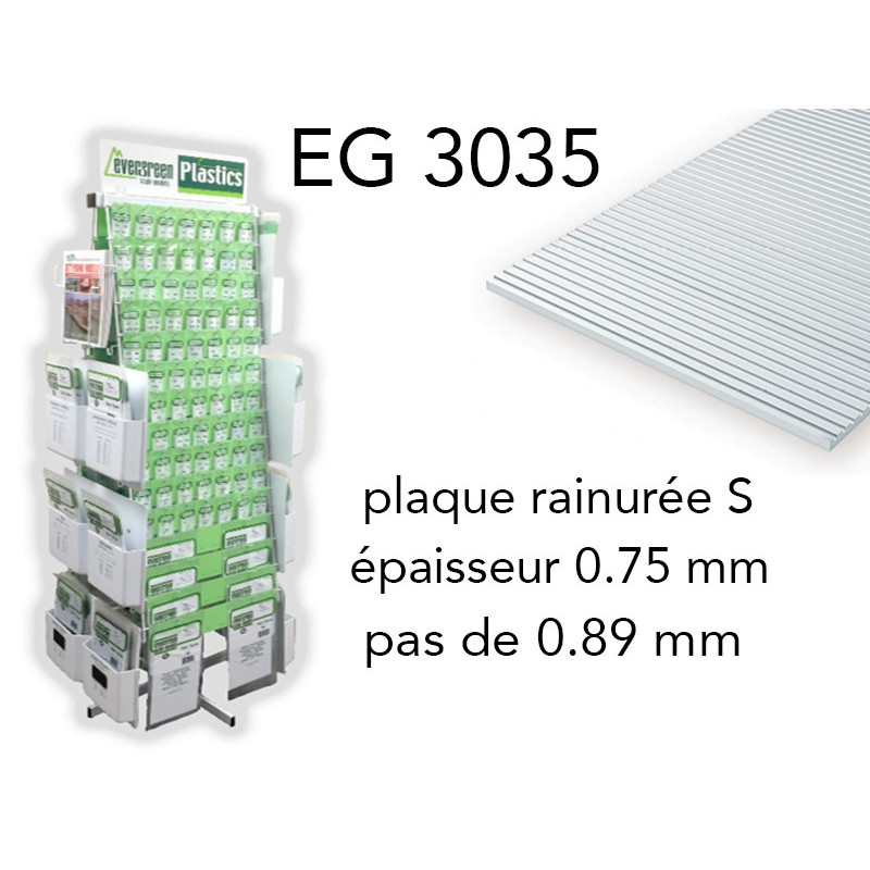 Evergreen EG3035 - (x1) plaque styrène rainurée Passenger Car 0 - 0.89 mm